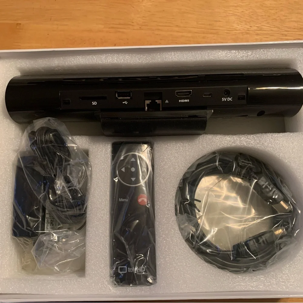 Black TelHD Streaming Device with Remote and Cables